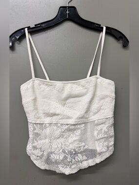 Free People Lace Crop Cami Top Ivory Cream Sz XS Boho Fairy Forest Nymph NWT